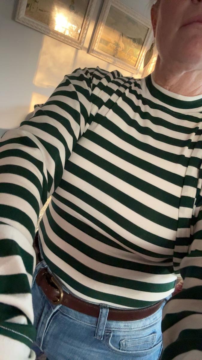 Item: Emerald and Cream Stripes, S