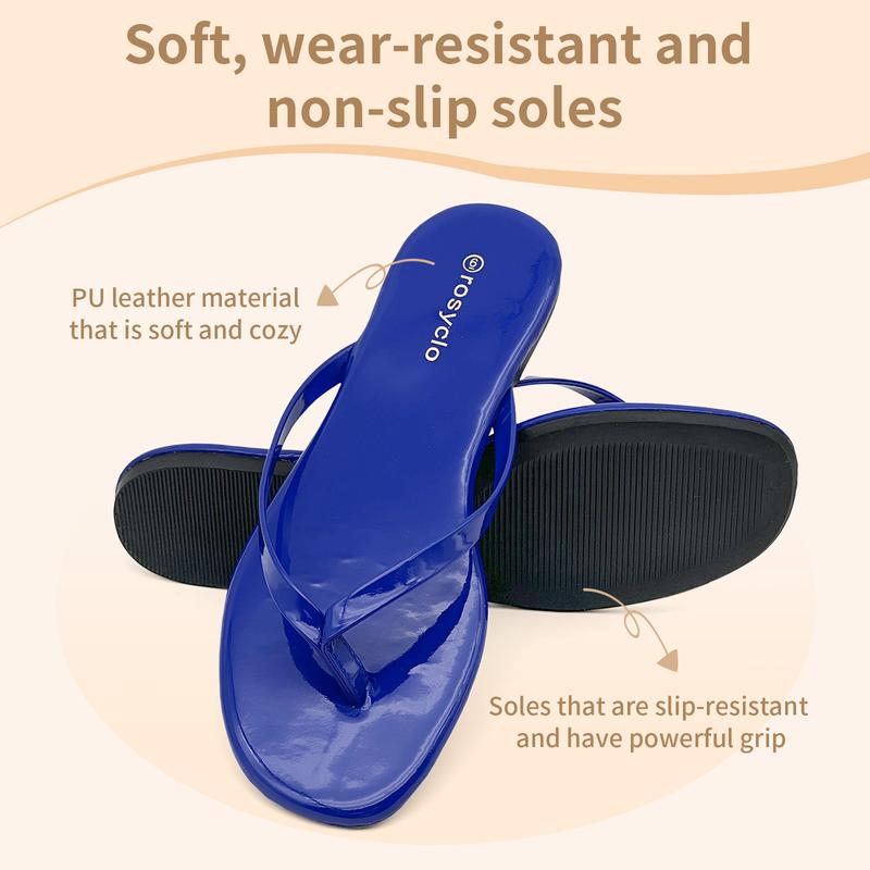 Lumubby Classic Women's PU Flat Flip-Flops Durable Slip-Resistant Slippers for Indoor Outdoor Beach Pool Use Square-Toe Design Mirror-Surface Finish Unisex Stylish Lightweight Lumubby Classic Women's PU Flat Flip-Flops Durable Slip-Resistant Slippers for Indoor Outdoor Beach Pool Use Square-Toe Design Mirror-Surface Finish Unisex Stylish Lightweight
