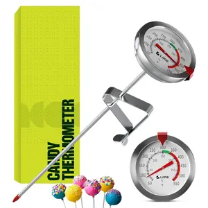 Candy Thermometer with Pot Clip - Deep Fry Oil Thermometer for Frying and Candle Making (White)