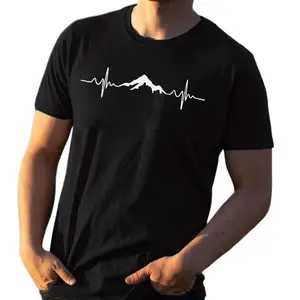 Women's shirt Men's Simple Outdoor Mountain Printed Casual Short-sleeved T-Shirt 100% Cotton Relaxed Fit Top