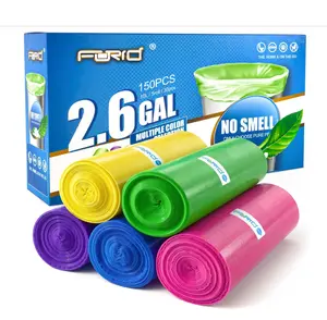 Forid Small Trash Bags for Bathroom - 2.6 Gallon Garbage Bags Unscented,Extra Thick Strong Wastebasket Can Liners for Home Office Bedroom,150 Bags Multi Colored