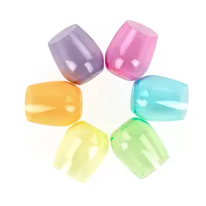 Pop Design-Colored Acrylic Wine Glasses BRIGHT-Stemless-Set of Six-16oz
