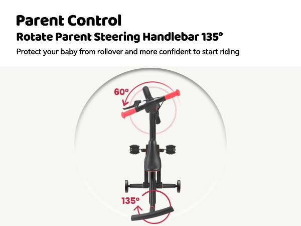 【ChristmasGifts】JMMD Multi-Functional 6-in-1 Toddler Bike for 18-60M Baby Balance Bike with Training Wheels, Pedals & Push Handle | Ride-On Toy with Brakes & Kickstand | First Birthday Gift for Baby Boys & Girls