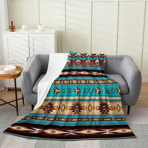 Aztec Throw Blanket,Multicolor Southwestern Tribal Arrow Flannel Fleece Blanket