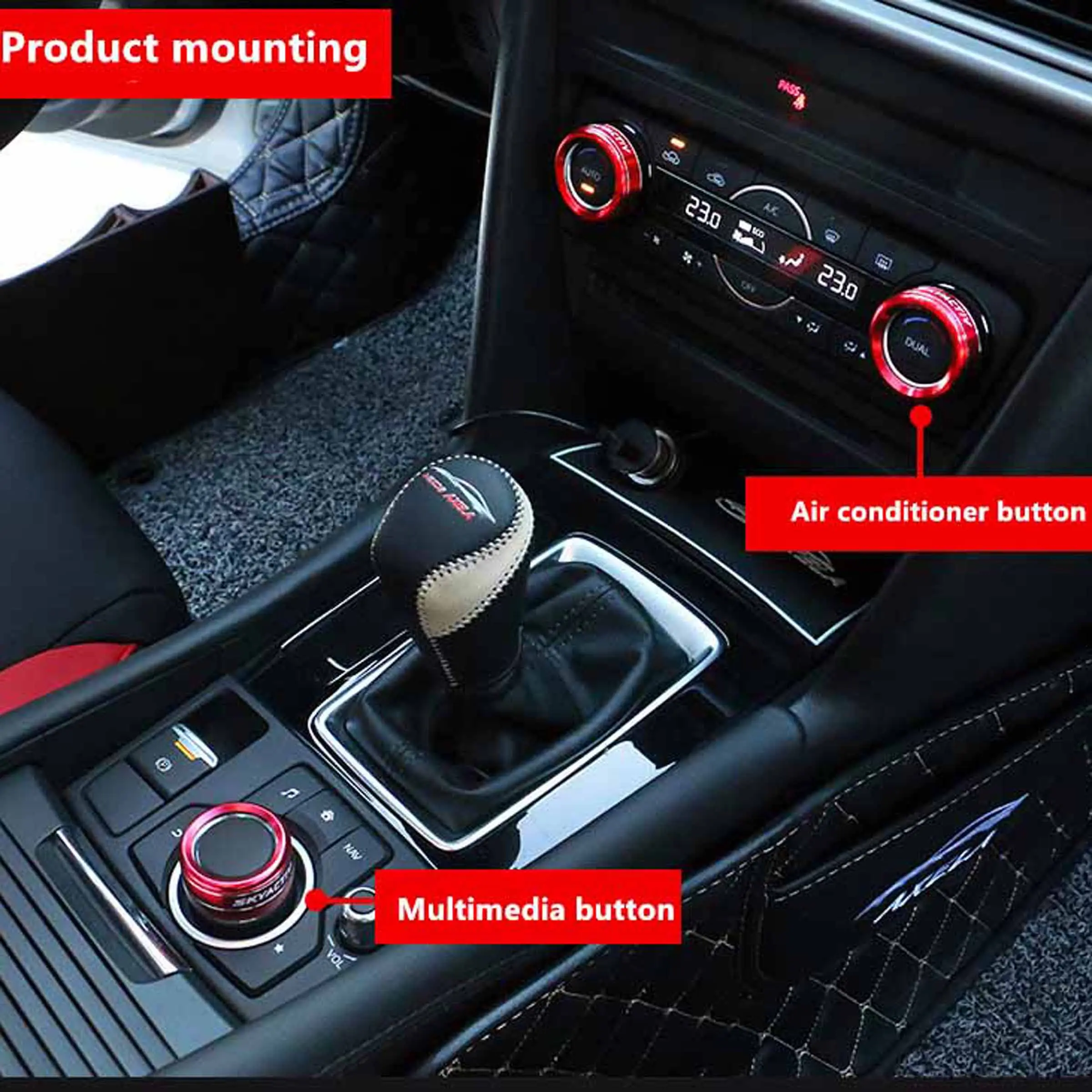 Mazda Cx-4-5-8-9 Multimedia & Ac Control Knob Decorative Rings Set, Interior Moldings, Precise Fit, Aluminum Alloy Anti-Cut Wear Resistant Automotive Interior Accessories, Car Interior Accessories, Car Accessory