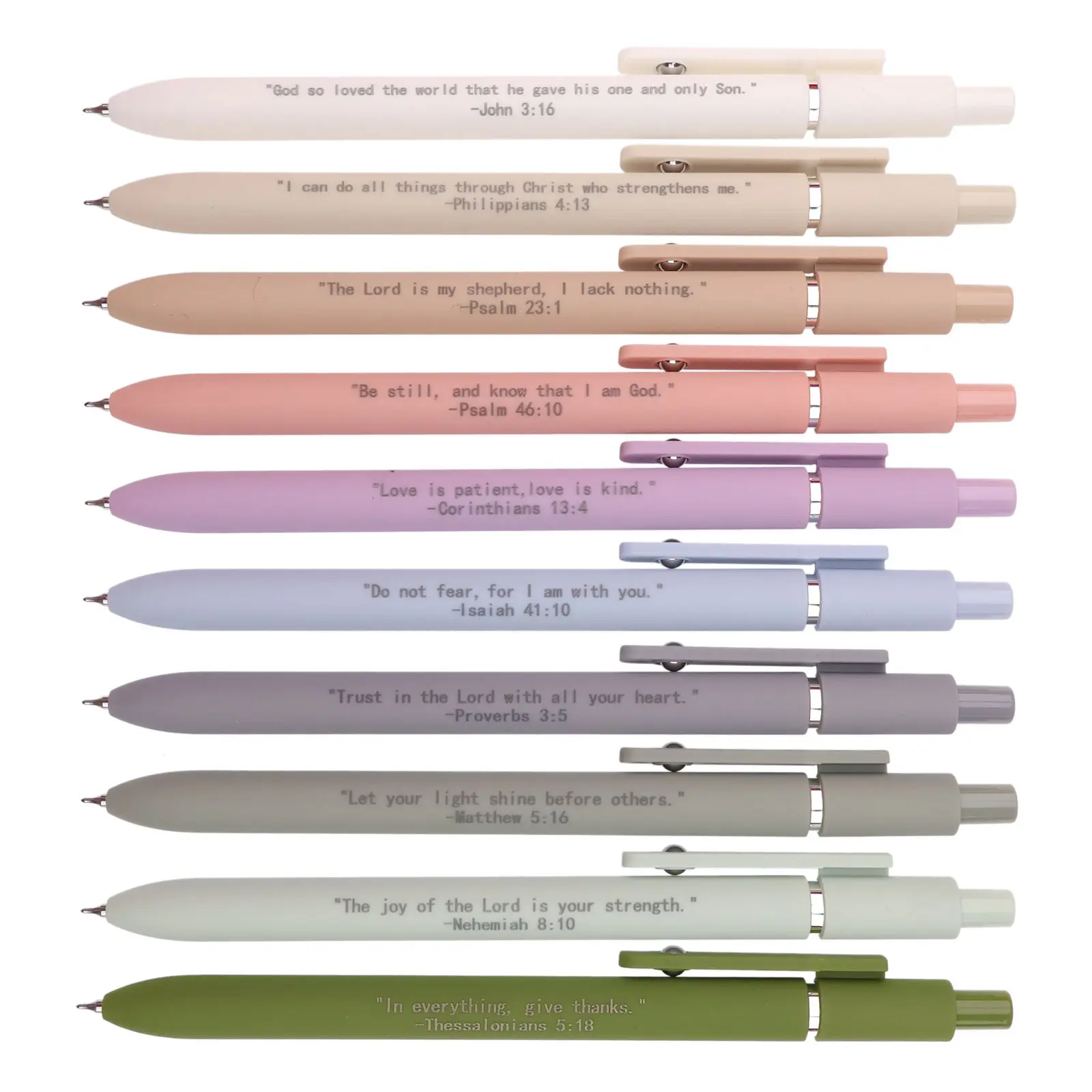 Bible Verse Writing Pen, 10pcs/set Black Ink Retractable Pen, Back to School Supplies, Creative Religious Gift, Suitable for Bible Study and Daily Use