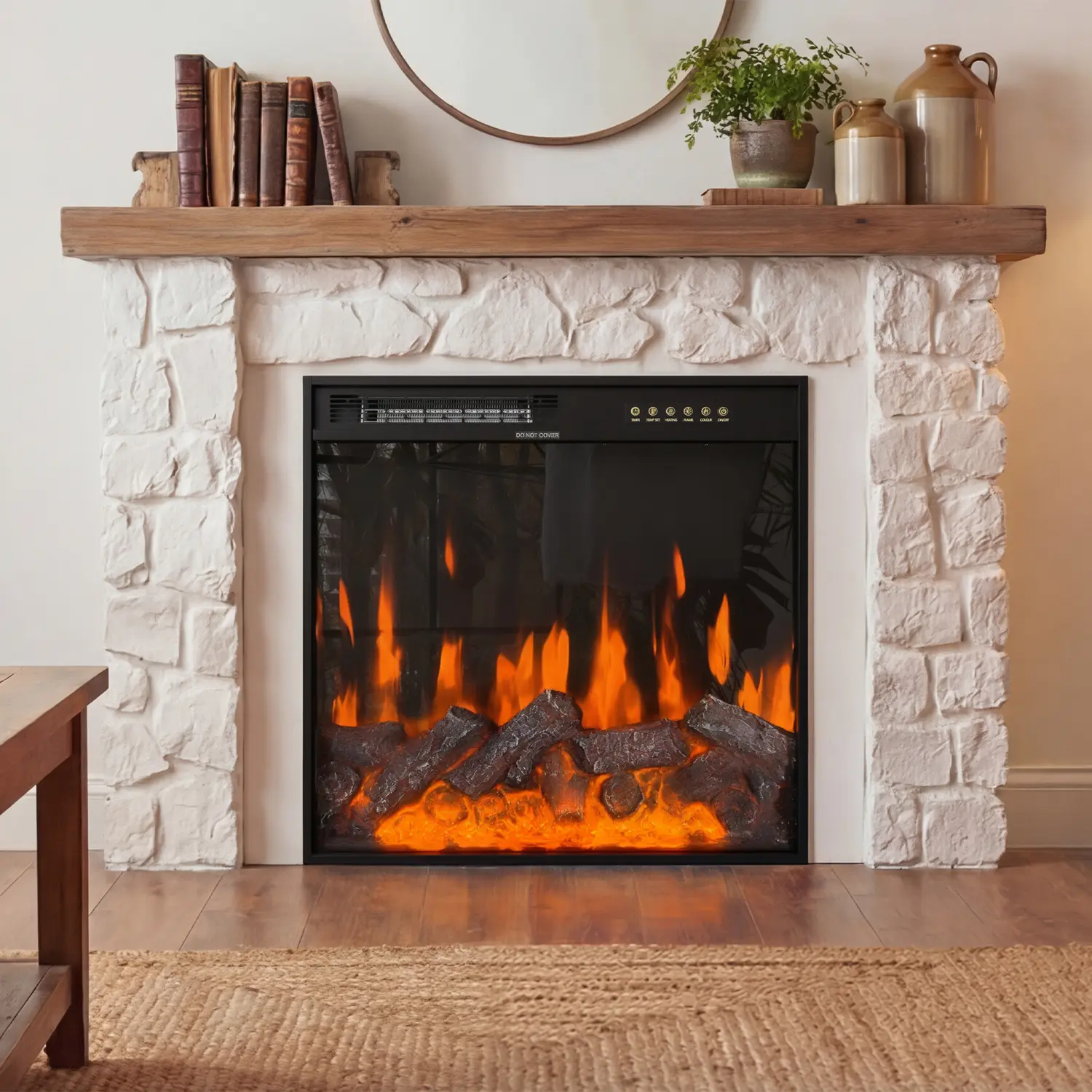 Recessed Electric Fireplace 23.6 Inch - 1500/750W Heater with Remote, Touch Screen, 12 Flame Colors & 8H Timer