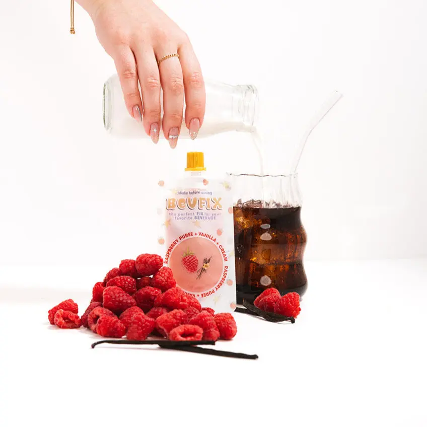 Raspberry Puree + Vanilla + Cream Dirty Soda Drink Mix
