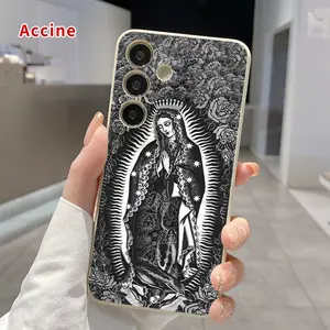 Phone Case Compatible with Galaxy S24 Plus S25 S23 S22 Ultra S22+ Virgin Mary Roses Liquid Silicone TPU Full Lens Guard soft to touch Cover for Boy