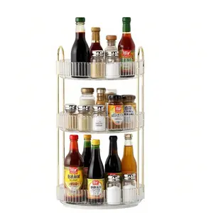 Mothers Day Gift 3Tier Kitchen Spice Rack Countertop Organizer Multifunctional Rotating Tray Desktop Storage for Cosmetics Makeup Seasoning Jars 360 Rotating Space Saving Multi Scene Use for Home Kitchen Vanity Bathroom