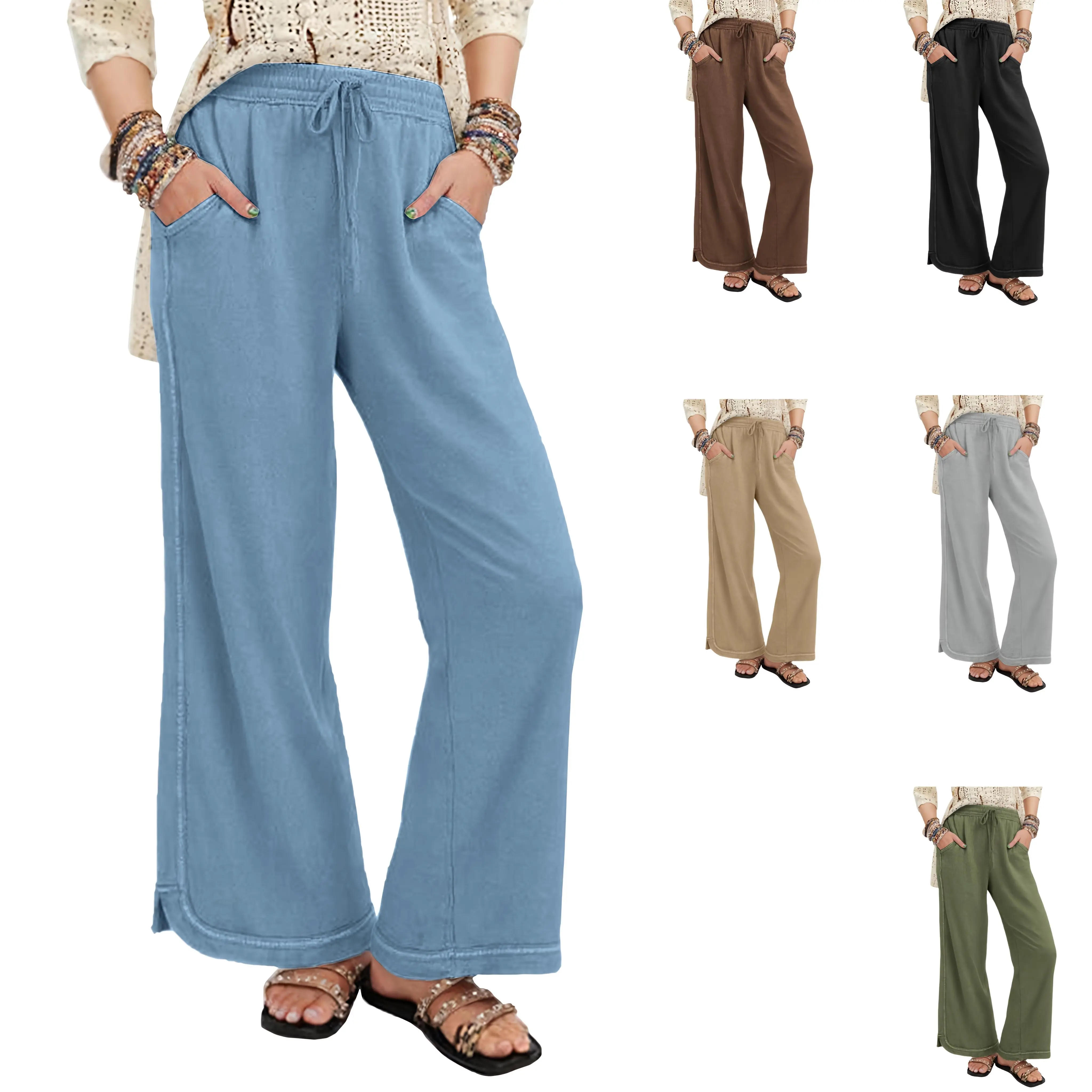 UANEO Women's Casual Wide Leg Pants High Waist Drawstring Sweatpants Baggy Athletic Trousers with Pockets