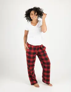Women's Red & Black Plaid Flannel Pants