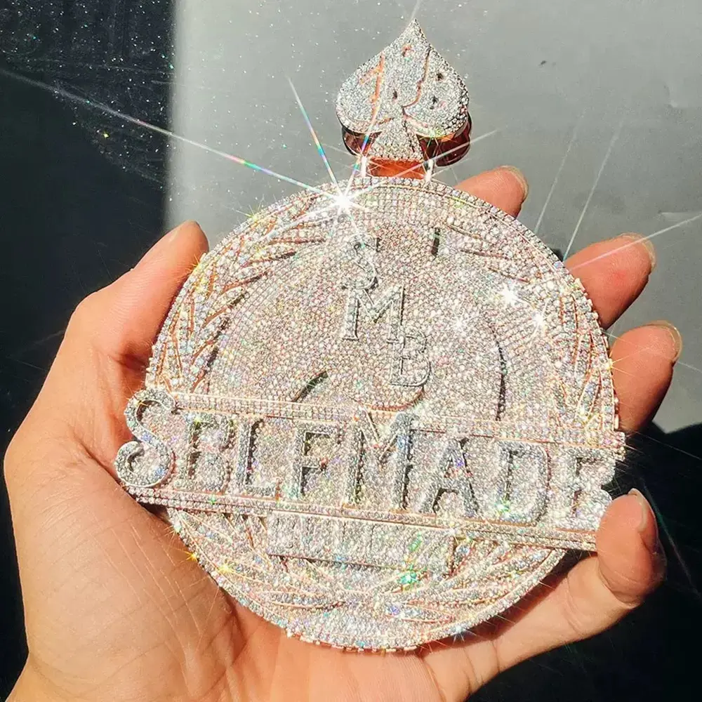 M2-2029Iced Out Self Made Spade Hip Hop Pendant | Big Size Bling Street Fashion Necklace Charm For Cuban Link Chain summerwins