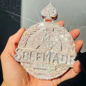 M2-2029Iced Out Self Made Spade Hip Hop Pendant | Big Size Bling Street Fashion Necklace Charm For Cuban Link Chain summerwins