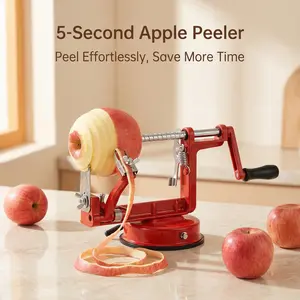 Apple Peeler Corer, Manual Hand Crank Apple Peeling and Coring Tool with Strong Suction Base, Adjustable Stainless Steel Blade, Durable Metal Fruit Peeler for Home Kitchen Use