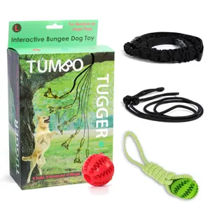 Tumbo Tugger - Dog Tree Hanging Bungee Tug Toy for Exercise - Outdoor Play Cord & Tether Tug - Tree Tugger Spring Pole Rope Dog Toy - Pets Playground for Backyard - Chew Rope