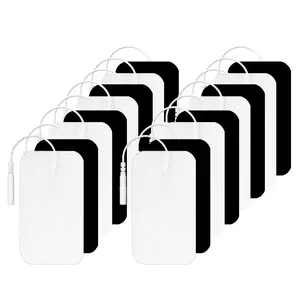 Replacement Self Adhesive TENS Massage Electrode Pads for Acupuncture Pulse Physiotherapy Sticker EMS Muscle Stimulator Massager Accessories Electrodes Gel Patches Reusable Full Body Electrical Stimulation Therapy Patch Attachment 2mm Plug