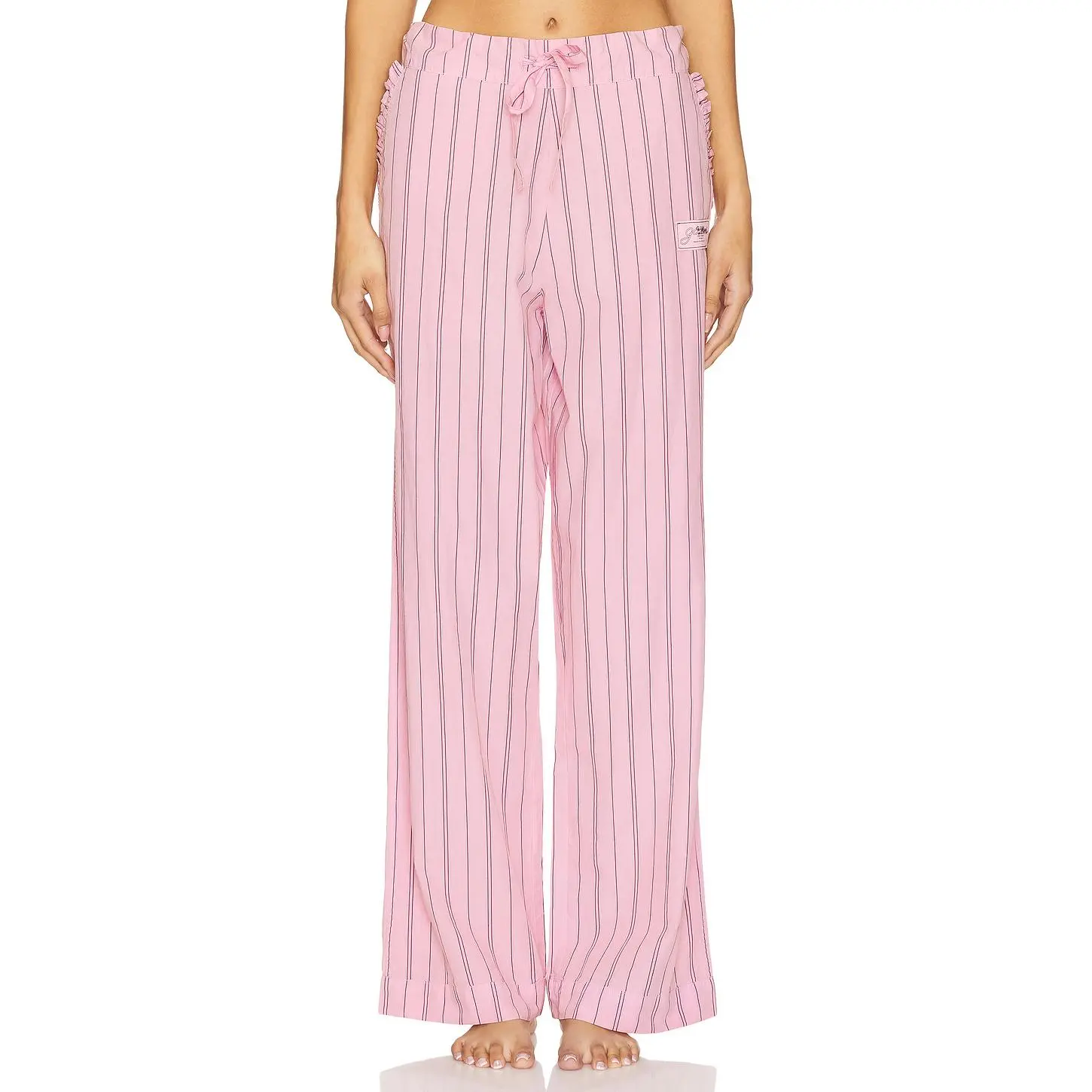 Ganni Stripe Cotton Pyjamas Pants in Lilac Sachet