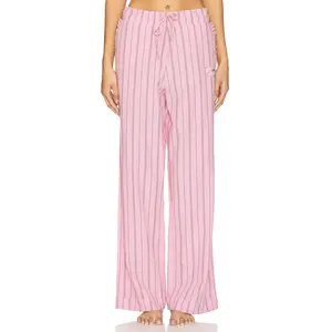 Ganni Stripe Cotton Pyjamas Pants in Lilac Sachet