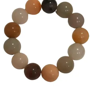 Chalcedony Large Colorful Beaded Bracelet Blessed Energy Jewelry Handmade Gift for Her Healing Five Element Harmony Spiritual Significance 170mm Adjustable Size