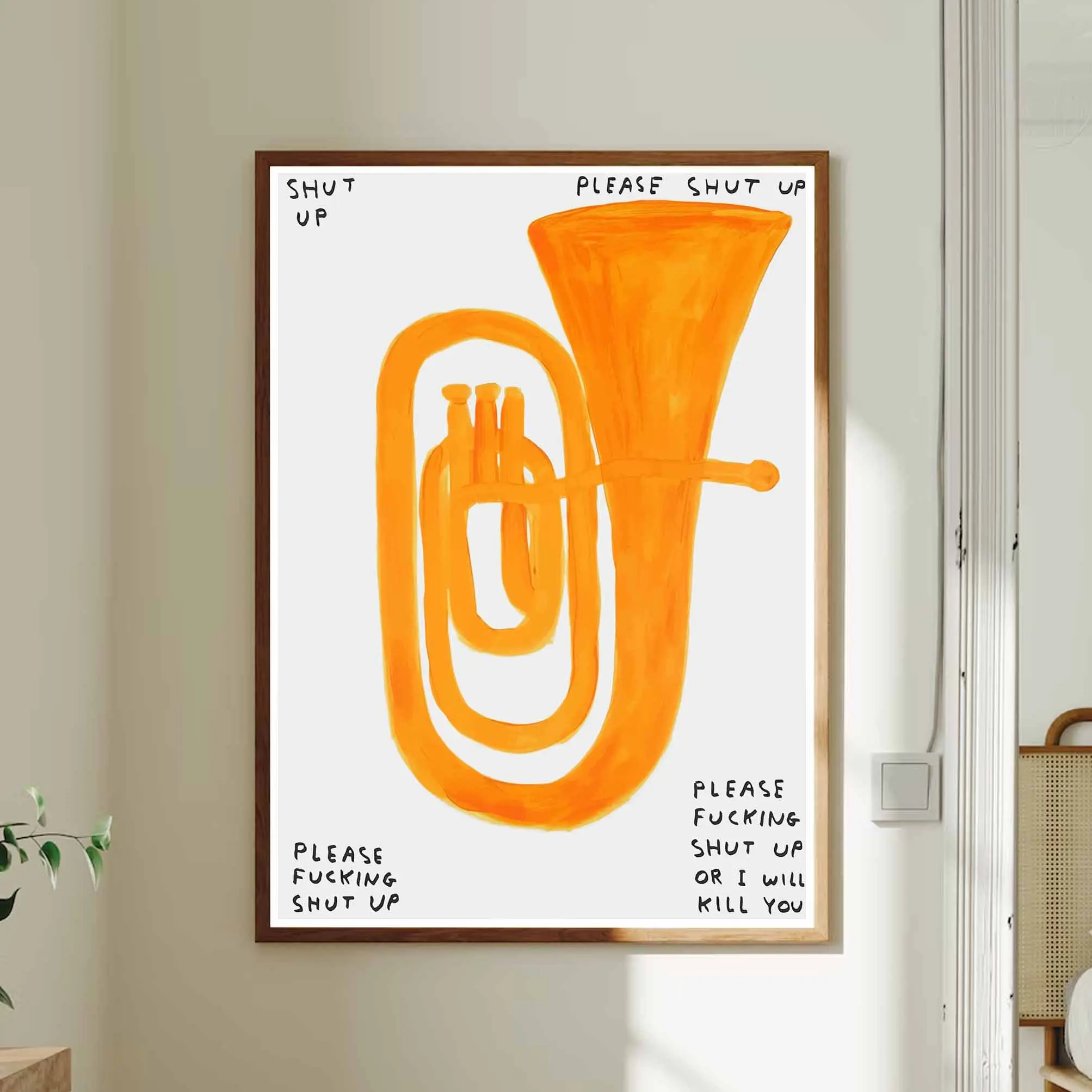 Please Fucking Shut Up Poster, David Shrigley Euphonium Art, Quotes Funny Print