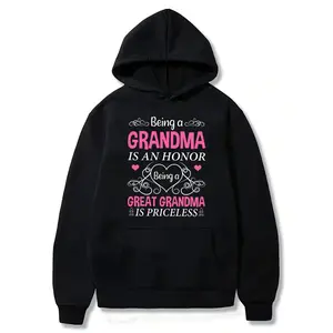 Soft Polyester Crew Neck Hoodie - Casual Short Sleeve Tee with "Being A Grandma Is An Honor A Great Grandma Is Priceless