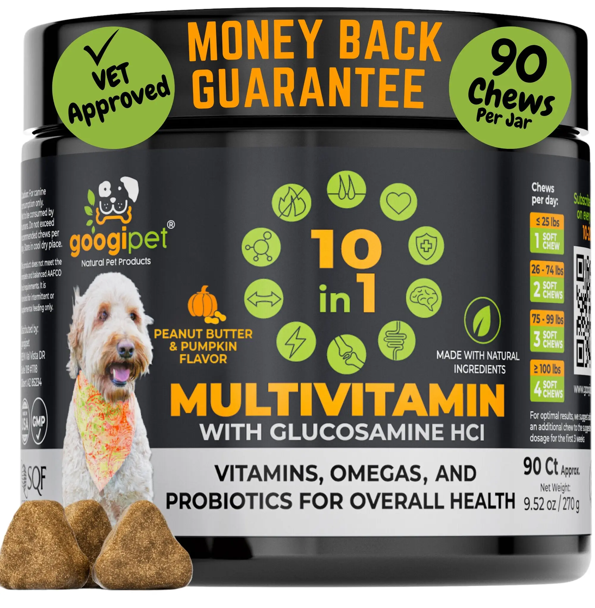 10 in 1 Multivitamin Chews for Dogs (Peanut Butter & Pumpkin Flavor)
