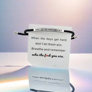 Don't Let the Hard Days Win Bracelet Daily Motivation Adjustable Braided Bracelet for Her Inspirational Gift for Stress Anxiety & Hustle Life