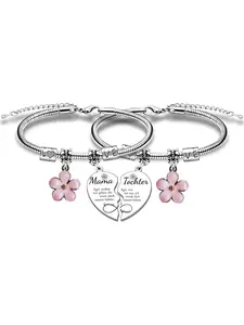 Zimoxuan 2pcs Mother & Daughter Heart Bracelet Set, Perfect Gift for Mom, Mother's Day/birthday, Spanish-Inspired Design, Matching Bracelets
