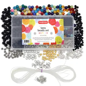 Incraftables Lava Beads Set for DIY Jewelry & Bracelet Making (1000pcs). Bulk Black & Colorful Assorted (4mm, 6mm & 8mm) Stone Rock Chakra Bead Kit for Essential Oils with Spacer Beads & Organizer