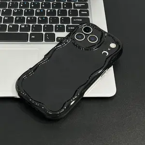 Black Cream Phone Case, Special-Shaped Phone Case, Wavy Phone Case, Suitable For Apple Phones, Can Be Used For Apple 17 Pro Max/ Air 11/12/13/14/15/16/Pro/Plus/Pro Max/16e Phone Cases