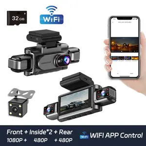 4 Channel Car Dash Cam, Car DVR with 32GB Memory Card, WiFi Dash Cam, Car Video Surveillance with Night Vision, 24/7Parking Mode Car DVR Hd Screen Front Rear Left And Right dashcam
