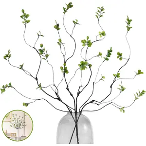 38.5'' 4 count Artificial Greenery Stems , Realistic  Ficus Twig Branches, Faux Leaf Spary Branches for Vase Filler Office Table Wedding  Decor