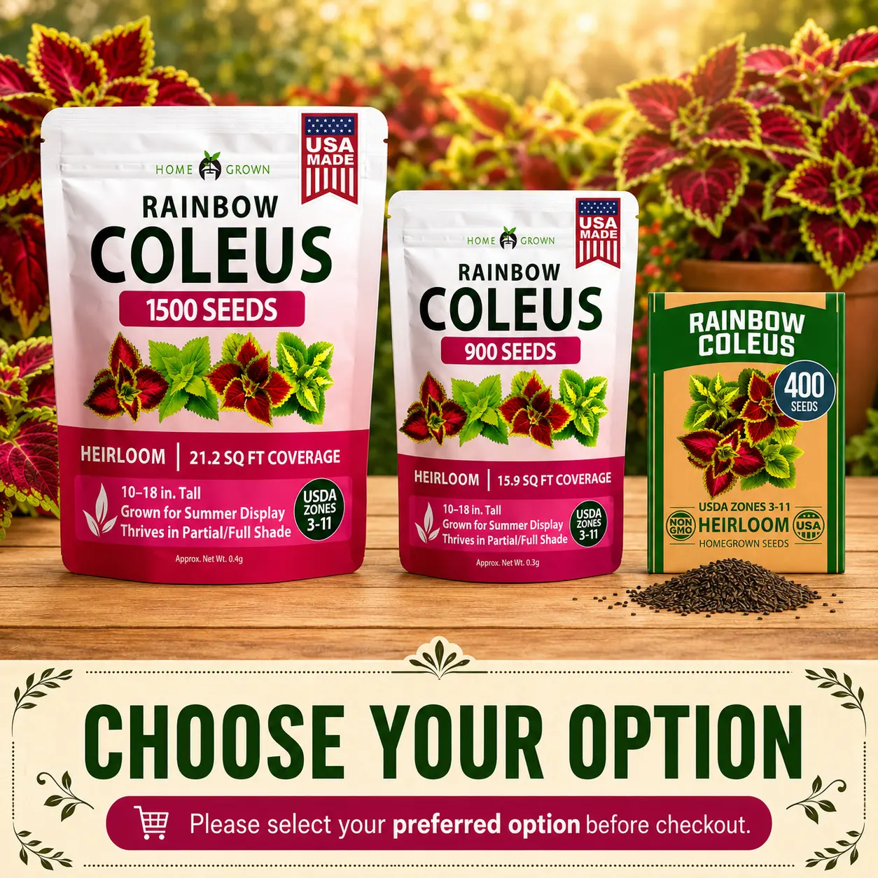 Coleus Seeds for Planting Indoors or Outdoors – Heirloom Ornamental Foliage Seeds for Home Gardening, Shade Gardens, Containers, Indoor Houseplants & Colorful Decorative Landscaping