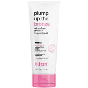 Plump Up the Bronze Everyday Glow Lotion | b.tan Dark Gradual Self Tanning Lotion | Develop a Bronzed Glow, Sunless Tanner Infused With Hyaluronic Acid, No Fake Tan Smell, Buildable Color, Hydrating, Tanning Moisturizer, Tan Extender Body Lotion