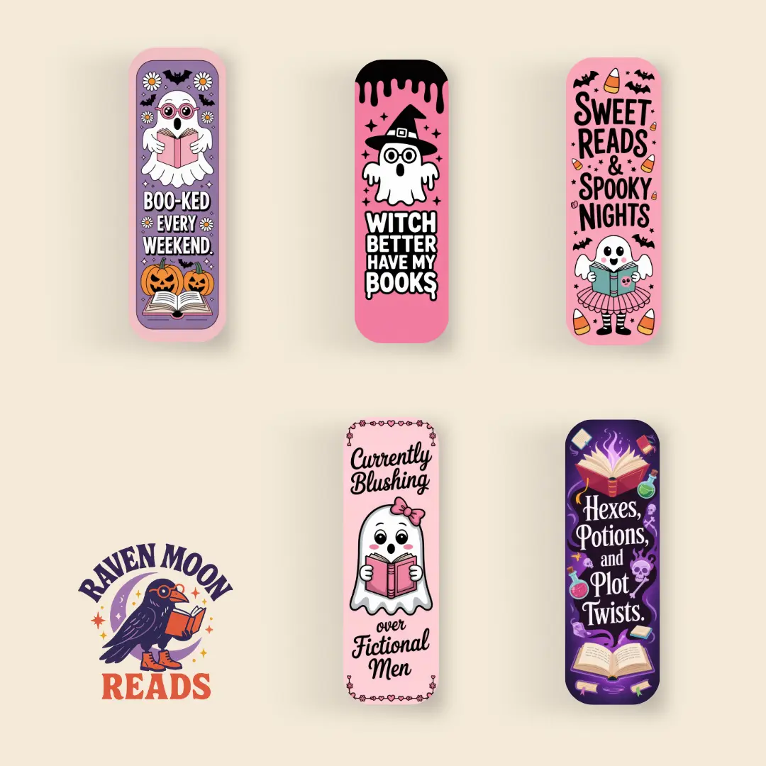 Raven Moon Reads Halloween Bookmarks - Boo-ked Every Weekend Witch Better Have My Books Sweet Reads Spooky Nights Currently Blushing Over Fictional Men Hexes Potions and Plot Twists