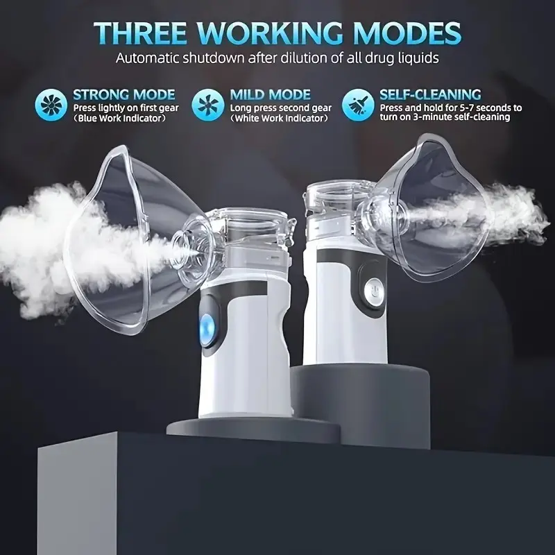 At-home Portable Nebulizer Machine for Adults with Dual Speed Control, Rechargeable & 3-in-1 Atomization Modes,Compact & Lightweight Design with  Travel-Friendly Respiratory Aid with 3-Min Self-Cleaning Mode & Low Noise,Nebulizer Portable Hand Held,summer