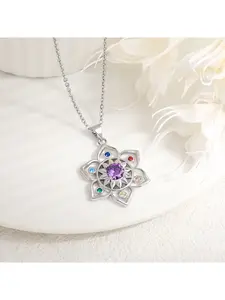 1 Piece Seven Chakra Lotus Necklace - Colored Artificial Zircon Healing Stone Mandala Pendant, Spiritual Jewelry for Yoga and Meditation, Ideal Gift for Women's Birthday and Mother's Day