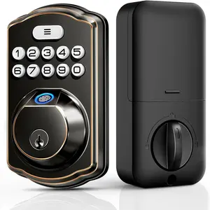 Fingerprint Door Lock, Keyless Entry, Auto Lock,  Keypad Deadbolt for Front Door, Biometric, Anti-Peeking Password, Easy Install, Oil Rubbed Bronze