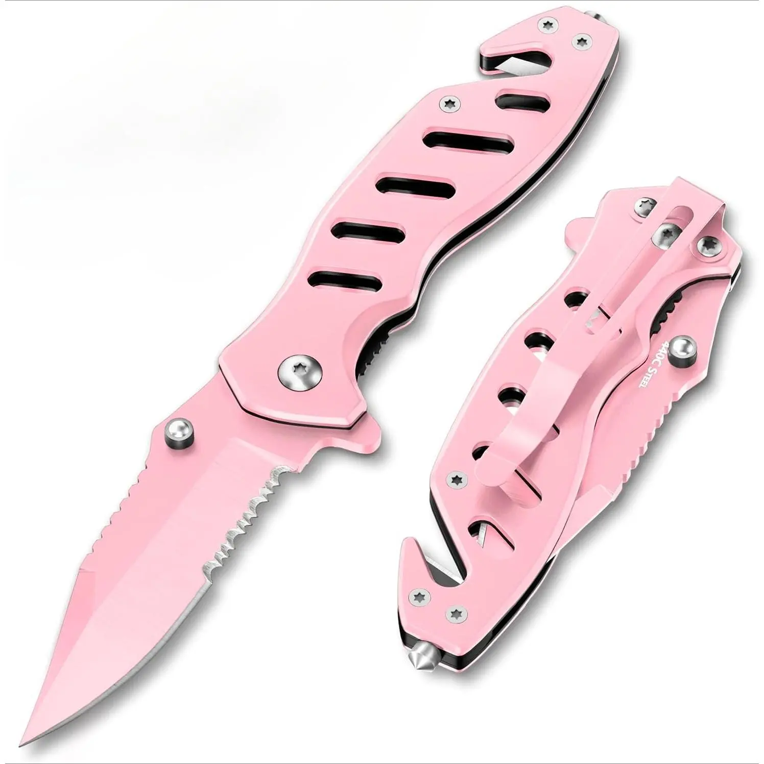 Legal Pink Pocket Knife for Women - Legal Small 2.68 Inch Serrated ...