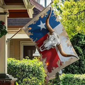 Texas Longhorn Skull Vintage Flag 3x5 FT 2x3Ft  - Distressed Lone Star Banner with Rustic Bull Skull Print, Premium Durable Polyester, Reinforced Metal Eyelets, Perfect for Western Decor, Texas Pride, Ranch & Porch Displays, Easy to Hang!