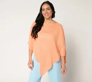 Denim & Co. Slub Knit Asymmetrical Poncho