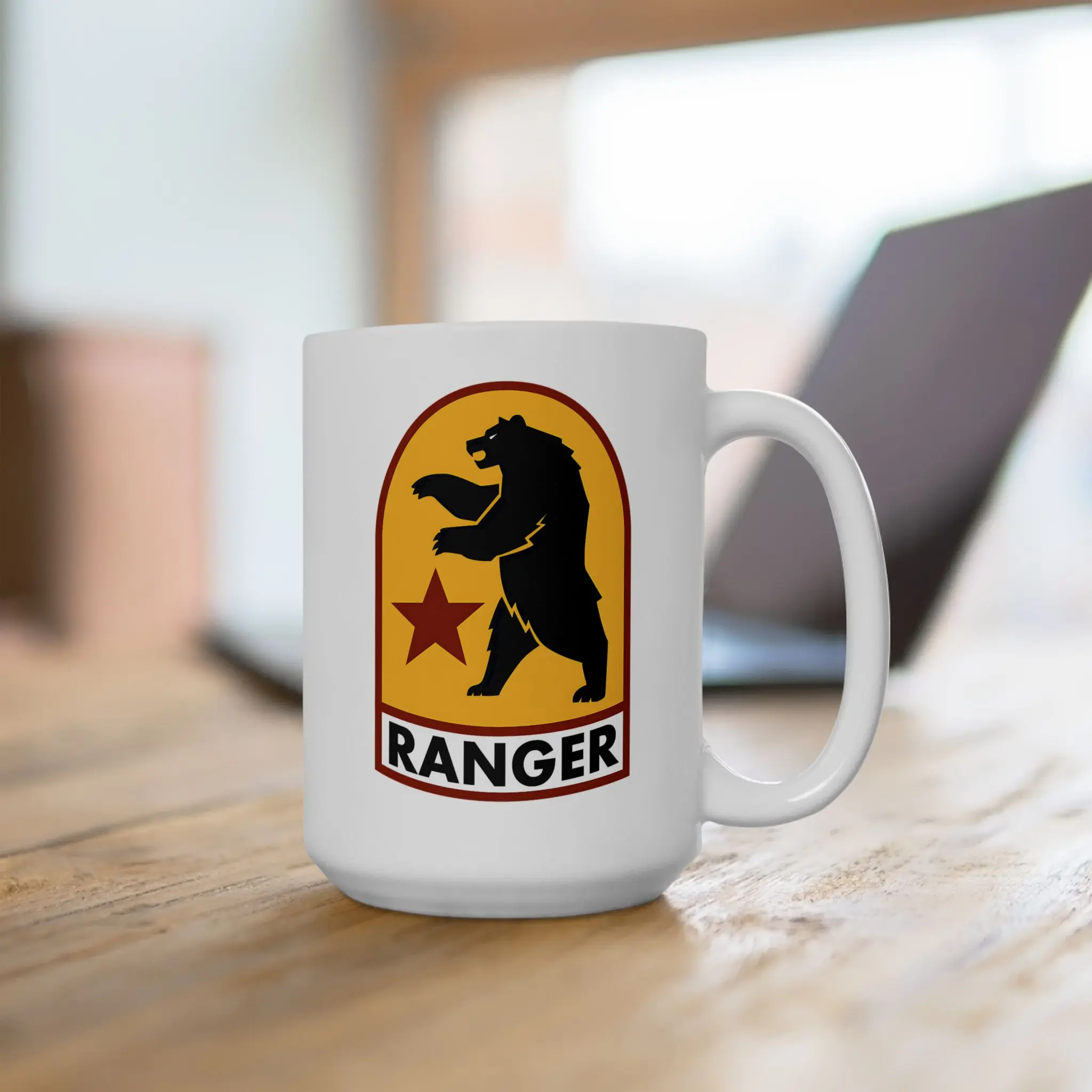 Fallout NCR Ranger Logo Coffee Mug with Handle - 11oz/15oz Special Edition, NCR Ranger Patch, Unique Kitchenware Drinkware for Wasteland Fans, Daily Drink Use, Coffee Lovers