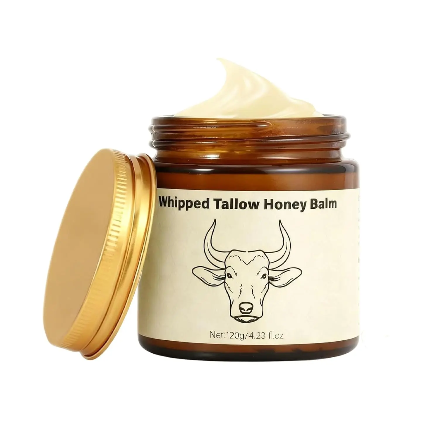 Beef Tallow for Skin - Whipped Moisturizer Balm, Natural Hydrating Cream for Face & Body, Relief for Dry & Sensitive Skin, Tallow Honey Balm