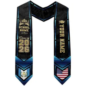 Personalized Guatemalan Graduation Stole 2026, Custom Guatemalan American Flag Graduation Sash