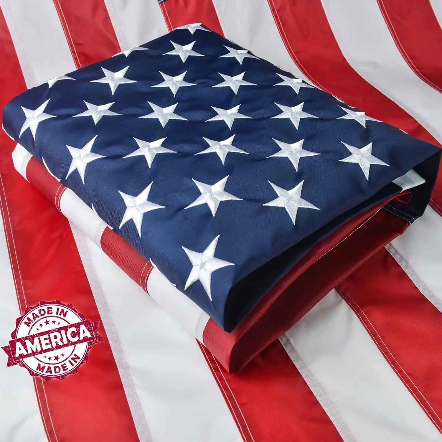 American Flag 3x5 ft Outdoor Budget Series, 210D Polyester US Flag with Brass Grommets, Embroidered Stars and Sewn Stripes, Indoor Outdoor USA Flag Banner