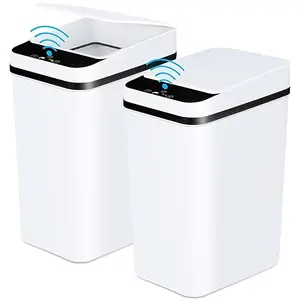 [Touchless Trash Can] White Covered Kitchen And Bathroom Trash Can, 11 Liters, Touchless Automati
