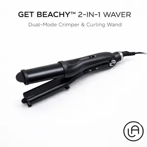 Le Angelique Get Beachy Beach Wave Curling Iron with Dual Mode Crimper & Conventional Wand Variable Heat 150-450°F Frizz Control Safe for All Hair Types