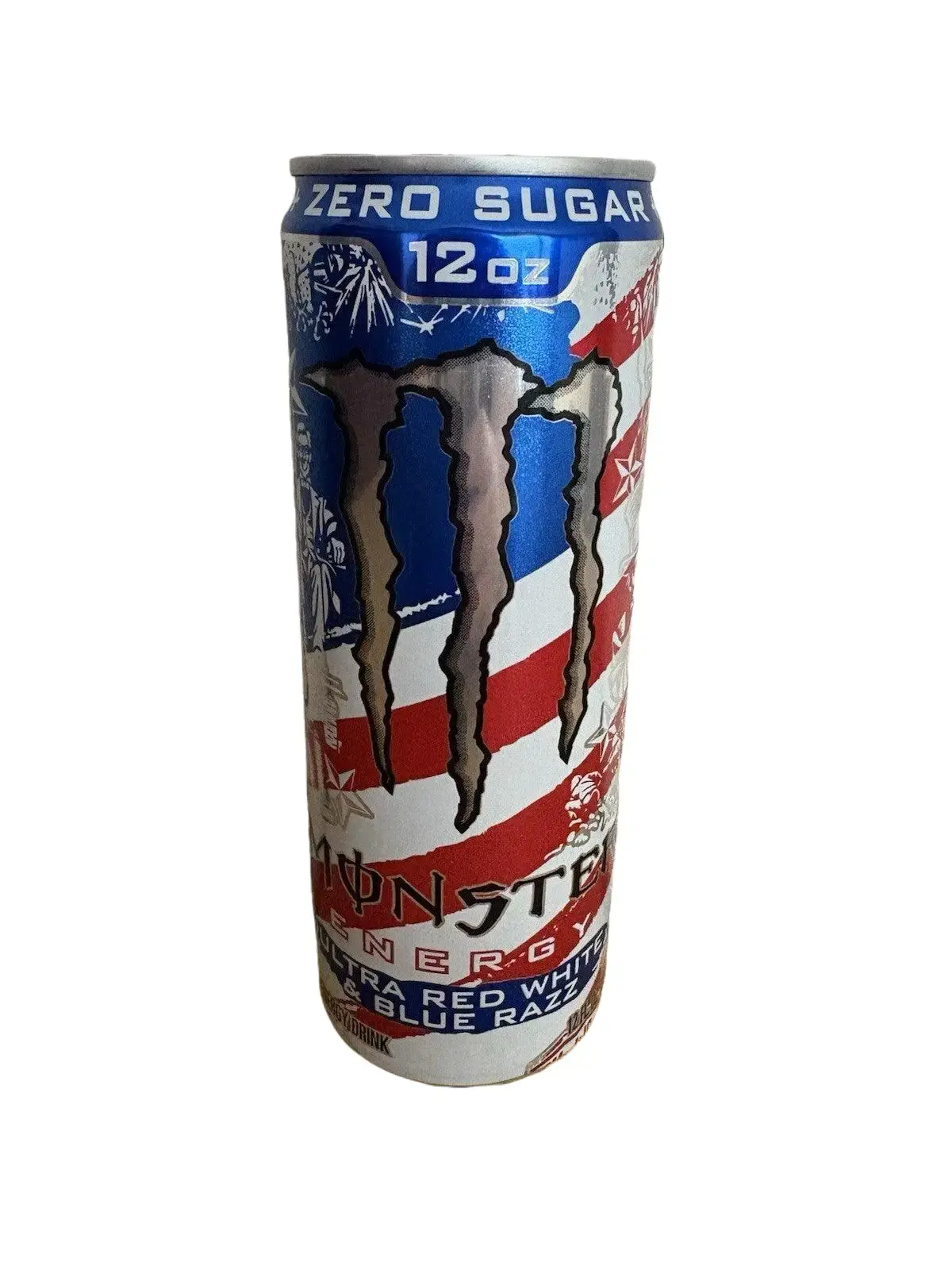 Limited Edition Monster Energy Ultra Red White & Blue Raz Zero Sugar 12 oz Can Beverage Sport
