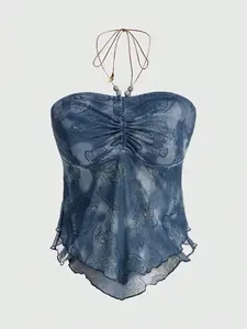 Hippie Mermaid Tie Dye Ruched Halter Top